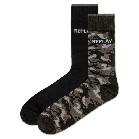 Sada dvoch párov ponožiek v šedej a čiernej farbe Replay