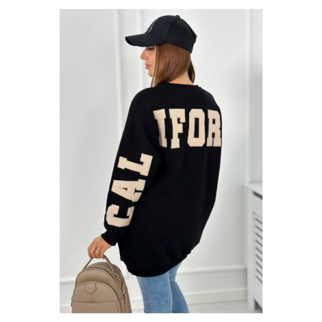 Insulated sweatshirt with California lettering black