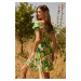 Trendyol zelená ozdoba na mini mini tkané kvetinové šaty Gippe