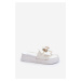 Women's slippers with bow and teddy bear, white Katterina