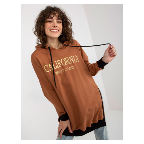Women's Long Sweatshirt with Slits - Brown