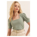 Bigdart 0409 Square Neck Knitted Blouse - Cagla