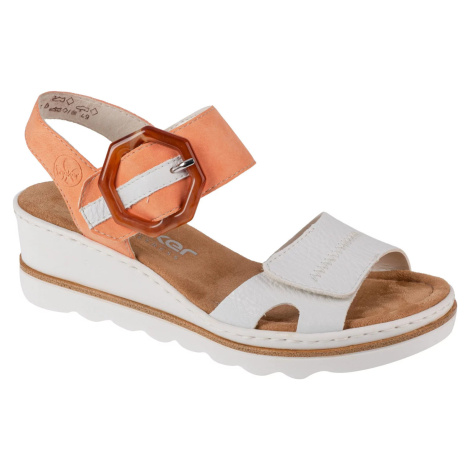 BIELE SANDÁLE RIEKER SANDALS S BÉŽOVÝMI ČLENKOVÝMI PÁSIKMI 67476-38