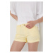 Bavlnené šortky Pepe Jeans Balboa Short dámske, žltá farba, jednofarebné, stredne vysoký pás