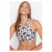 Trendyol Leopard Print bikini top s kravatou detailný