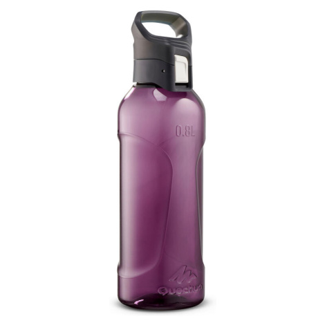 Turistická plastová fľaša MH500 Ecozen® s rýchlouzáverom 0,8 litra fialová QUECHUA