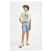 DEFACTO Boy's Cargo Pocket Elastic Waist Jean Shorts