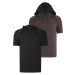 DUAL SET T8570 DEWBERRY HOODED MEN'S T-SHIRT-BLACK-KHAKI