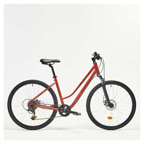 Trekingový bicykel 500 nízky rám červený