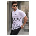 Madmext White Patterned Men's Polo Neck T-Shirt 5871
