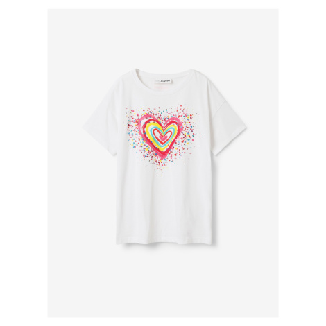 Biele dievčenské tričko Desigual Heart
