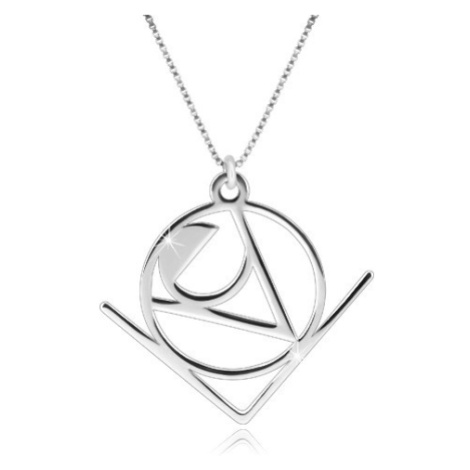 Strieborný 925 náhrdelník - slovo "Love" v abstraktnom geometrickom motíve