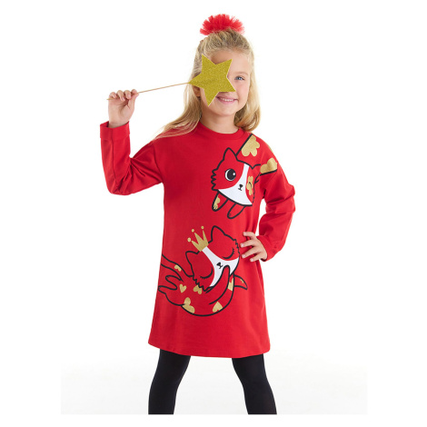 Denokids Glitter Cat Girl's Red Dress