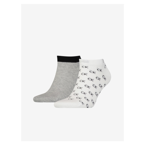 Sada dvoch párov pánskych vzorovaných ponožiek v šedej a bielej farbe Calvin Klein