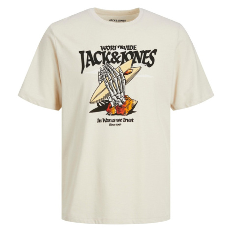 JACK & JONES Tričko 'Beachbone'  béžová / žltá / oranžová / čierna