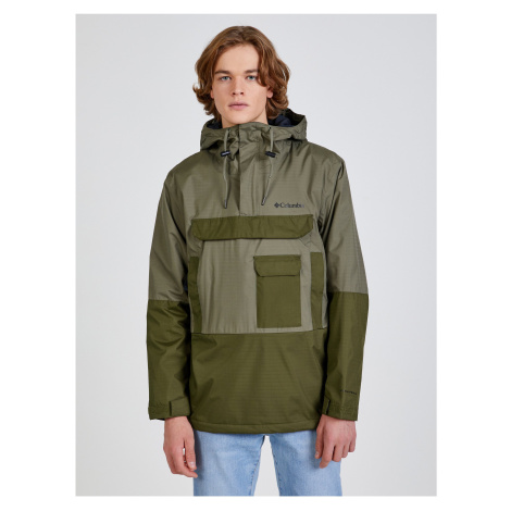 Hnedo-zelený pánsky zimný anorak s kapucou Columbia Buckhollow