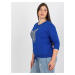 Tmavě modrá halenka plus size s 3/4 rukávy JEDNA