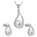 Evolution Group Luxusná strieborná súprava s pravými perlami Pavona (náušnice, retiazka, príveso