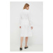 Bavlnené šaty Tommy Hilfiger biela farba, mini, rovný strih