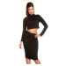 Sexy KouCla Crop Top s dlhým rukávom Belly Free black