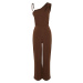 Trendyol Brown One Shoulder Woven Jumpsuit