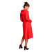 B245 Široké šaty so zavinovačkou a kapucňou - červené