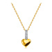 Diamantový náhrdelník v kombinovanom 14K zlate - drobné srdiečko s líniou briliantov na oblúku, 