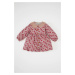 DEFACTO Baby Girl Wide Knitted Collar Floral Patterned Buttoned Long Sleeve Twill Dress