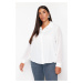 Trendyol Curve White Long Sleeve Buttoned Chiffon Woven Plus Size Shirt