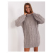 Grey knitted dress with puff sleeves