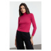 Trendyol Fuchsia Premium Soft Fabric Turtleneck Fitted/Fits Body Flexible Knitted Blouse