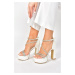 Fox Shoes Mother-of-Pearl Platform Thick Heeled Women's Evening Shoes