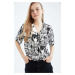 DEFACTO Cool Regular Fit Pajama Collar Patterned Short Sleeve Shirt