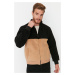 Trendyol Men's Black Regular/Normal Cut Zippered Stand Collar Thick Color Block Sweatshirt