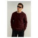 Trendyol Limited Edition Claret Red Men's Regular Woolen Crew Neck Plain Knitwear Sweater