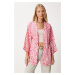 Happiness İstanbul Women's Pink Patterned Viscose Kimono