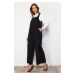 Trendyol Black Thick Straps, Button Detailed, Wide Leg, Woven Overalls