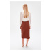 Trendyol Black Slit Detailed Skirt Brown