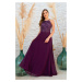 Carmen Plum Halter Sequined Long Evening Dress.