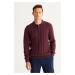 AC&Co / Altınyıldız Classics Men's Burgundy Slim Fit Slim Fit Polo Neck Cotton Patterned Knitwea