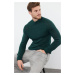 Trendyol Emerald Green Slim Fit Half Turtleneck Raglan Sleeve Plain Basic Knitwear Sweater