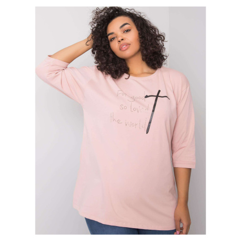 Muted pink blouse with inscription