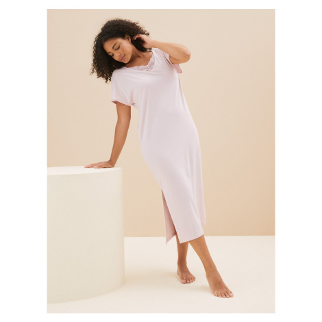 Dlhá nočná košeľa s úpravou Cool Comfort™ z bavlny a modalu Marks & Spencer ružová