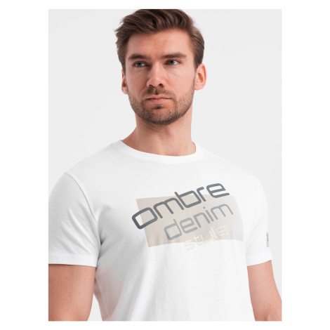 Ombre Men's cotton t-shirt with logo - white