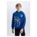 DEFACTO Boy's Hooded Sports Printed Thick Sweatshirt