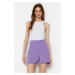 Trendyol Lilac Pleat Detailed Crepe Knitted Shorts Skirt