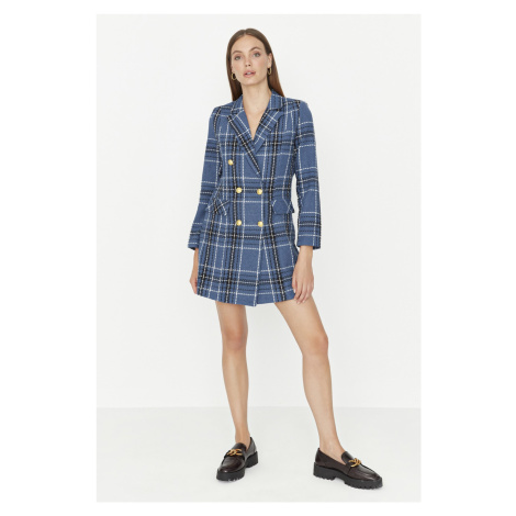 Trendyol Navy Blue Woven Button Detailed Jacket Dress