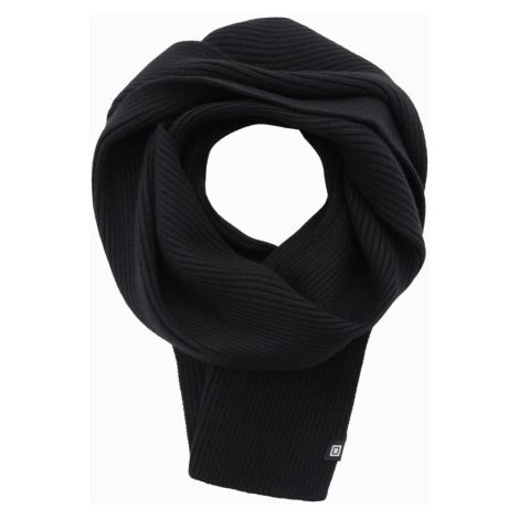 Ombre Men's monochromatic ribbed knit scarf - black