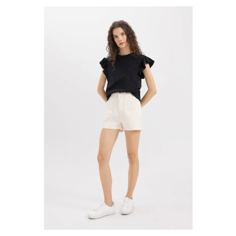 DEFACTO High Waist Double Leg Gabardine Shorts