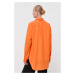 Bavlnená košeľa BOSS dámska, oranžová farba, regular, s klasickým golierom